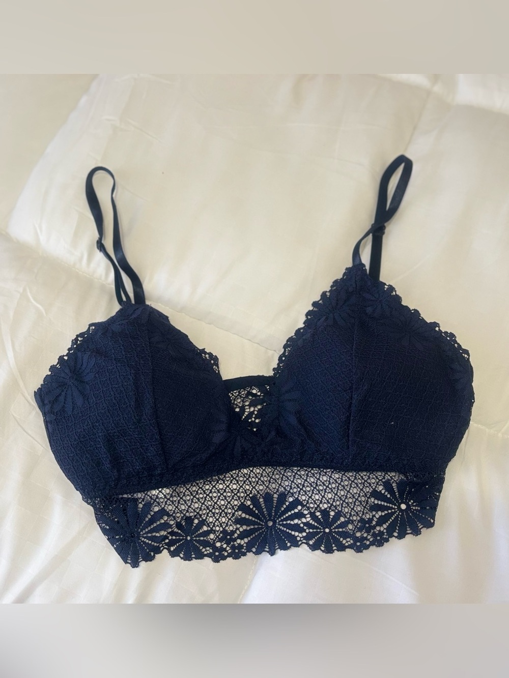 Laura Ashley Navy Floral Lace Bralette